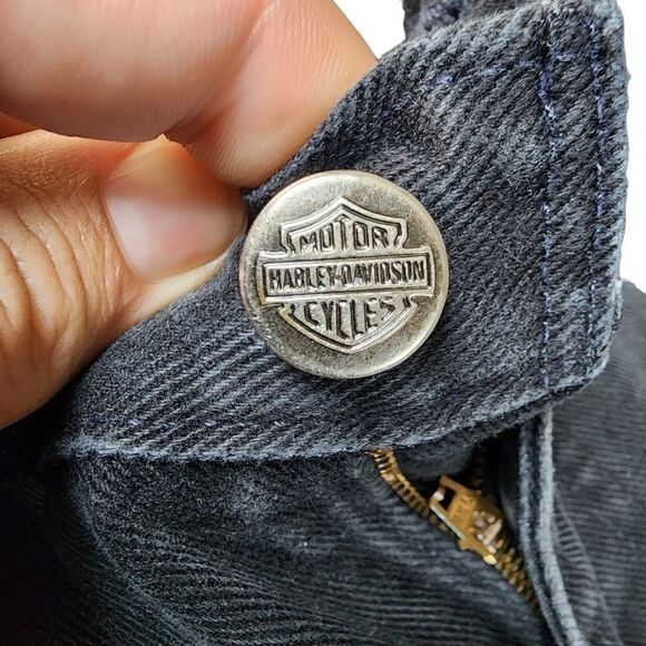 Harley Davidson- Women’s Black Faded Wash Cotton Denim Straight Jeans, Size 16 - Picture 3 of 11